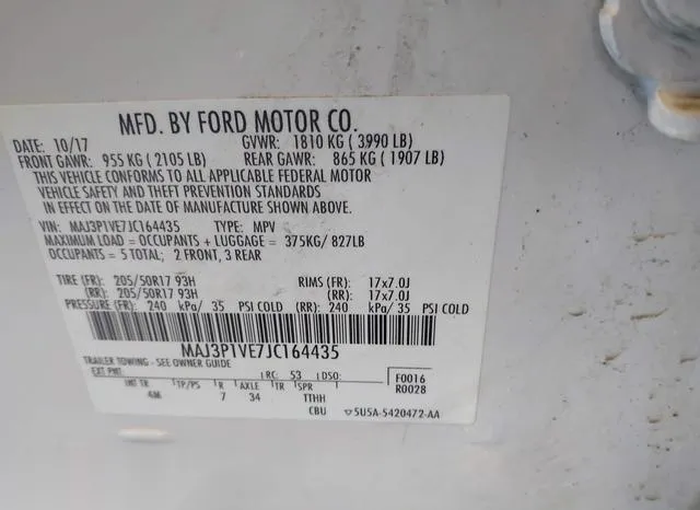 MAJ3P1VE7JC164435 2018 2018 Ford Ecosport- Titanium 9