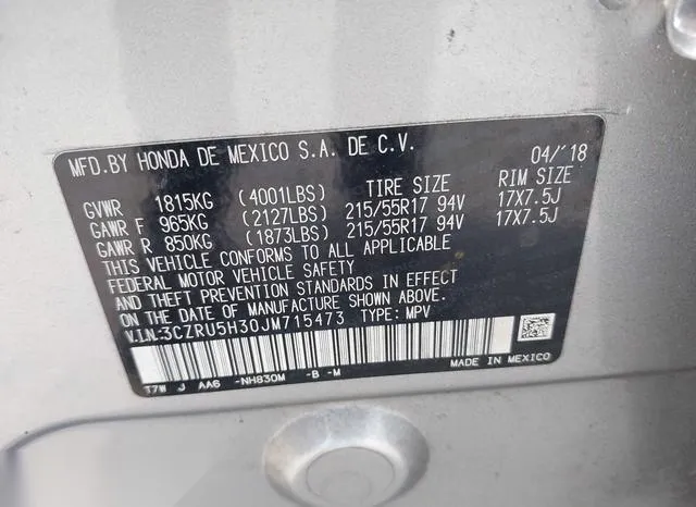 3CZRU5H30JM715473 2018 2018 Honda HR-V- LX 9