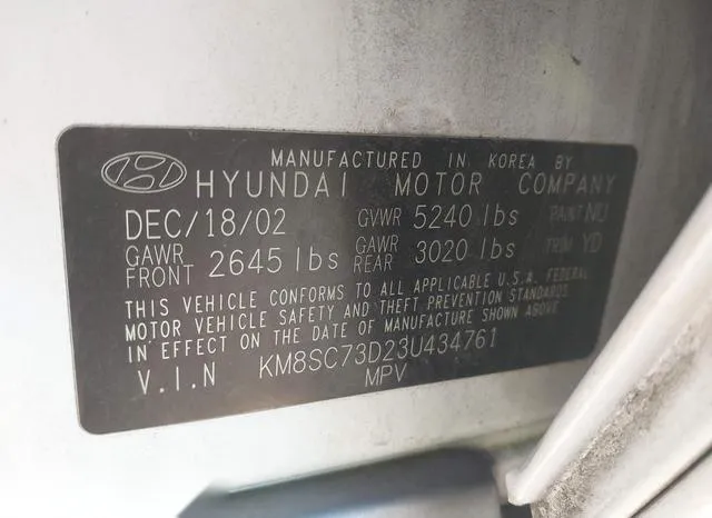 KM8SC73D23U434761 2003 2003 Hyundai Santa Fe- Gls/Lx 9