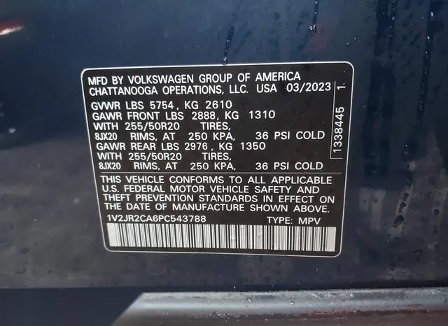 1V2JR2CA6PC543788 2023 2023 Volkswagen Atlas- 3-6L V6 Se W/ 9