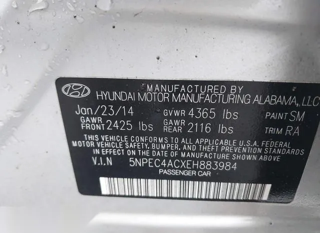 5NPEC4ACXEH883984 2014 2014 Hyundai Sonata- SE 9