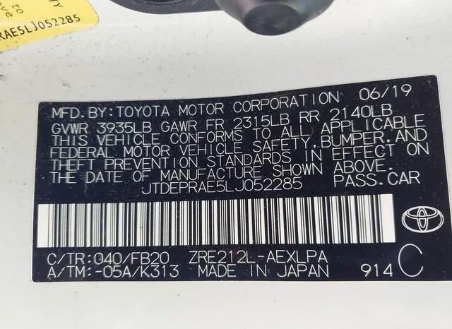 JTDEPRAE5LJ052285 2020 2020 Toyota Corolla- LE 9