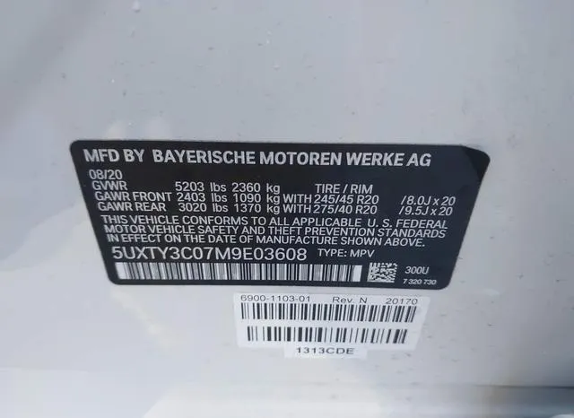 5UXTY3C07M9E03608 2021 2021 BMW X3- Sdrive30I 9