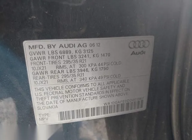 WA1DGAFE0DD001387 2013 2013 Audi Q7- 3-0T S Line Prestige 9