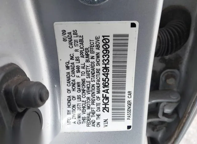 2HGFA16549H339001 2009 2009 Honda Civic- LX 9