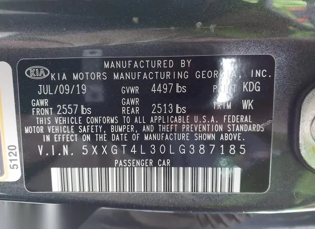 5XXGT4L30LG387185 2020 2020 KIA Optima- LX 9