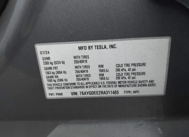 7SAYGDEE2RA311485 2024 2024 Tesla Model Y- Long Range Dual 9