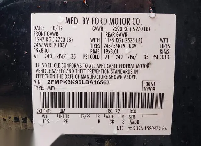 2FMPK3K96LBA16563 2020 2020 Ford Edge- Titanium 9