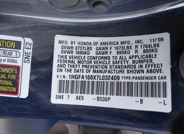 1HGFA168X7L032409 2007 2007 Honda Civic- EX 9