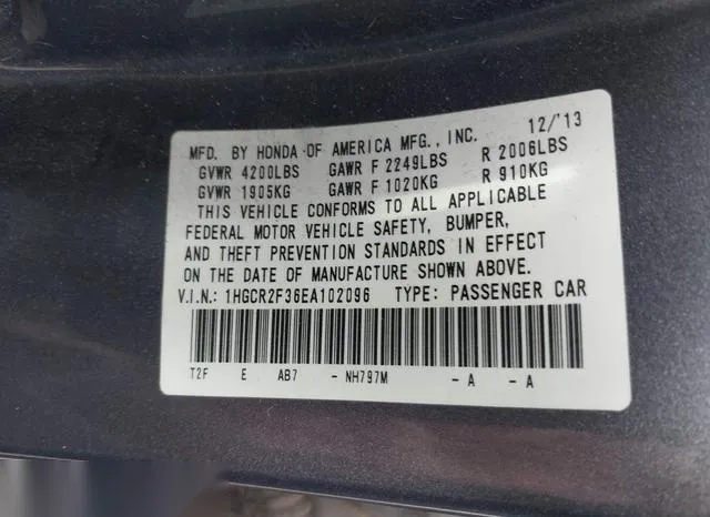 1HGCR2F36EA102096 2014 2014 Honda Accord- LX 9