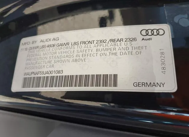 WAUPNAF59JA001083 2018 2018 Audi A5- 2-0T Premium 9