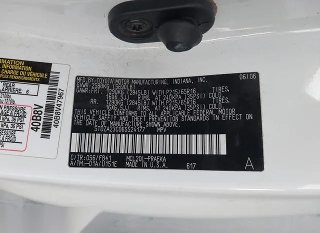 5TDZA23C06S524177 2006 2006 Toyota Sienna- CE 9