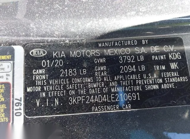 3KPF24AD4LE210691 2020 2020 KIA Forte- Lxs 9