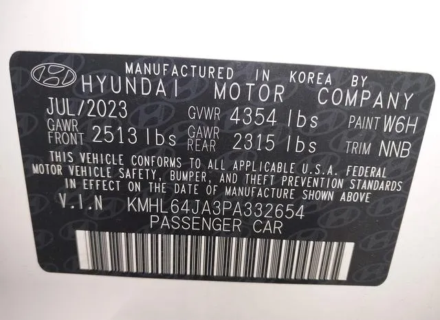 KMHL64JA3PA332654 2023 2023 Hyundai Sonata- Sel 9