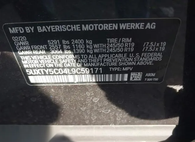 5UXTY5C04L9C59171 2020 2020 BMW X3- Xdrive30I 9