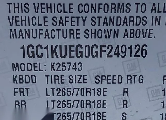 1GC1KUEG0GF249126 2016 2016 Chevrolet Silverado 2500- HD WT 9