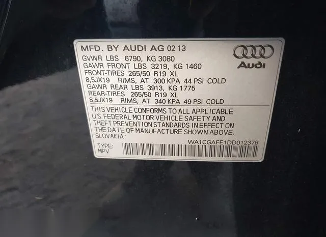 WA1CGAFE1DD012376 2013 2013 Audi Q7- 3-0T Premium 9