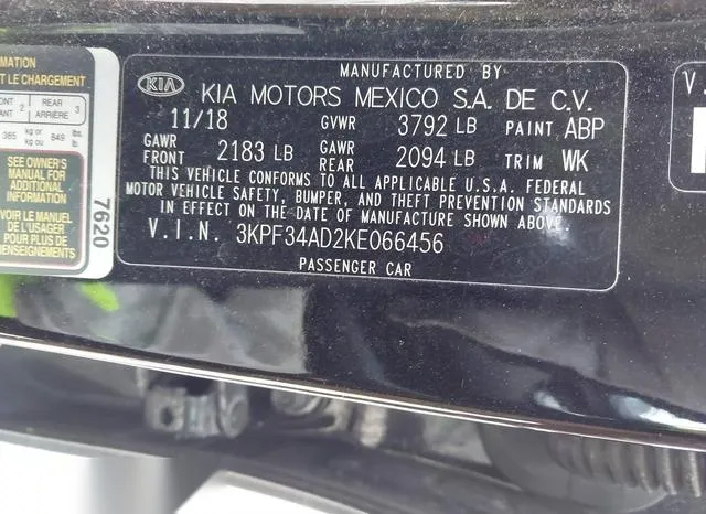 3KPF34AD2KE066456 2019 2019 KIA Forte- S 9