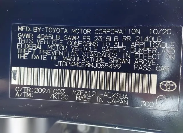 JTDP4MCE8MJ065499 2021 2021 Toyota Corolla- SE 9