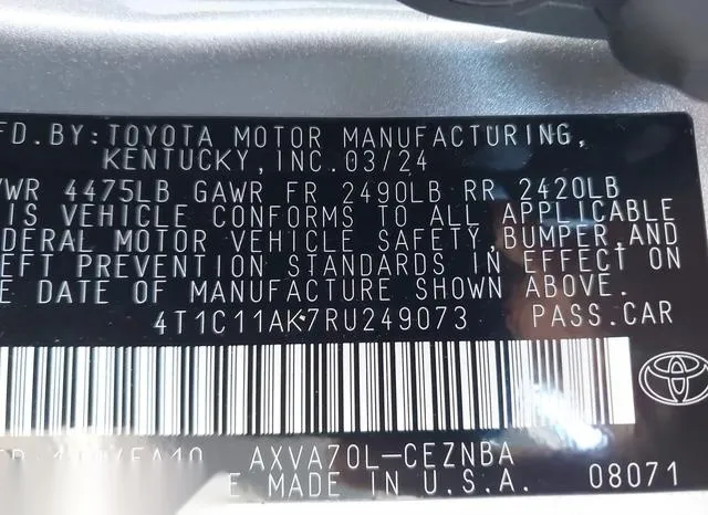 4T1C11AK7RU249073 2024 2024 Toyota Camry- LE 9