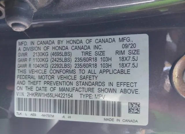 2HKRW1H55LH422154 2020 2020 Honda CR-V- 2Wd Ex 9