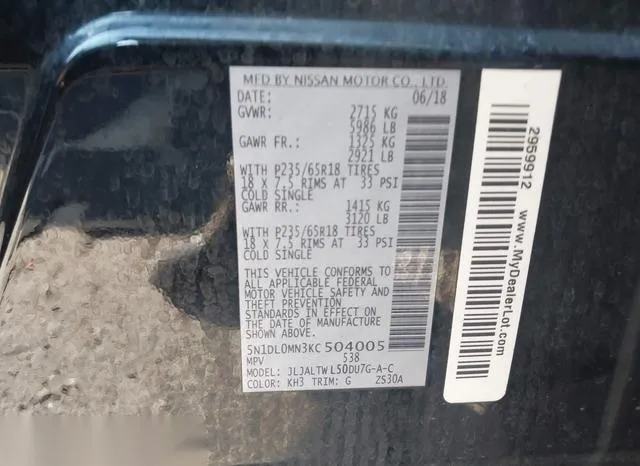 5N1DL0MN3KC504005 2019 2019 Infiniti QX60- Luxe 9