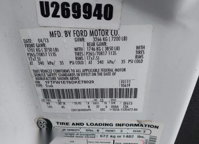 1FTFW1ET6DKE78029 2013 2013 Ford F-150- XL 9