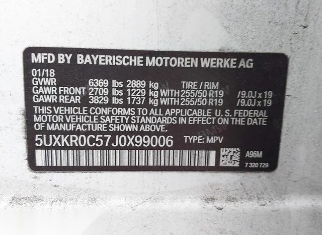 5UXKR0C57J0X99006 2018 2018 BMW X5- Xdrive35I 9