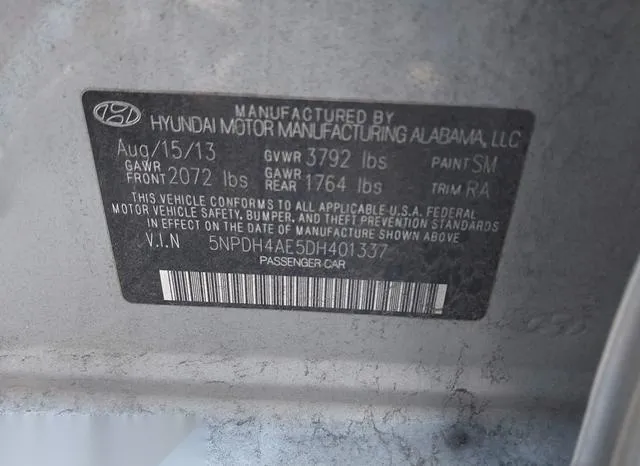 5NPDH4AE5DH401337 2013 2013 Hyundai Elantra- Gls 9