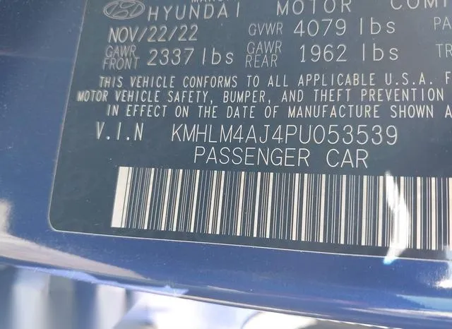 KMHLM4AJ4PU053539 2023 2023 Hyundai Elantra- Hybrid Blue 9