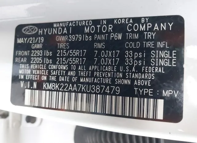 KM8K22AA7KU387479 2019 2019 Hyundai Kona- Sel 9