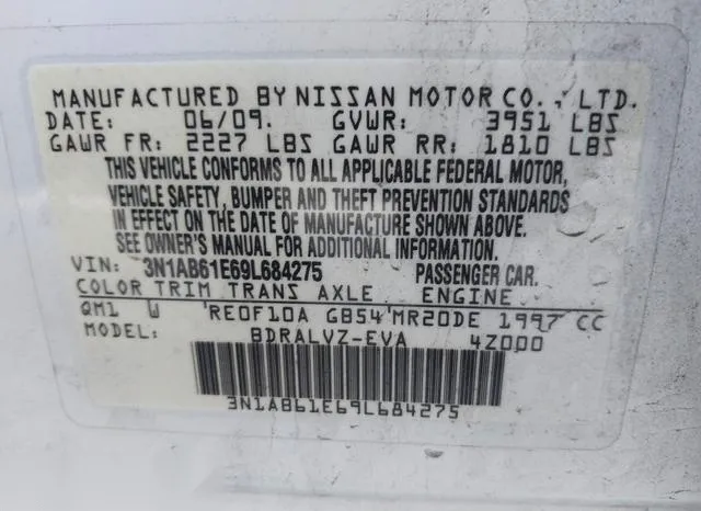 3N1AB61E69L684275 2009 2009 Nissan Sentra- 2-0SL 9