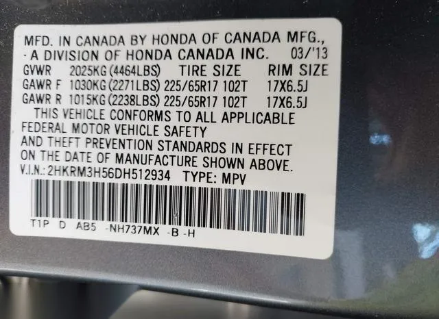 2HKRM3H56DH512934 2013 2013 Honda CR-V- EX 9