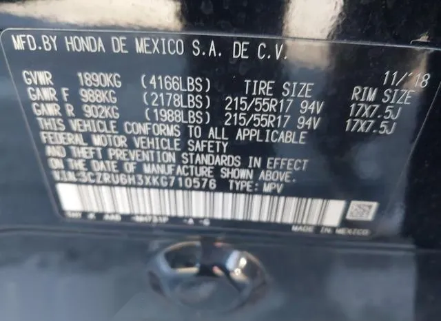 3CZRU6H3XKG710576 2019 2019 Honda HR-V- LX 9