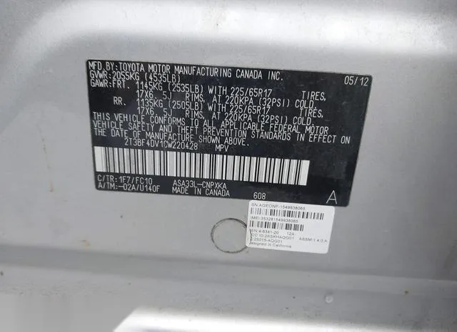 2T3BF4DV1CW220428 2012 2012 Toyota RAV4 9