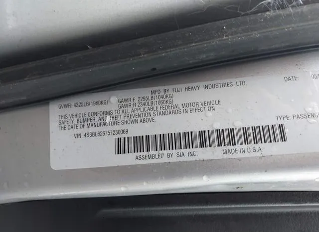 4S3BL626757230069 2005 2005 Subaru Legacy- 2-5I Limited 9