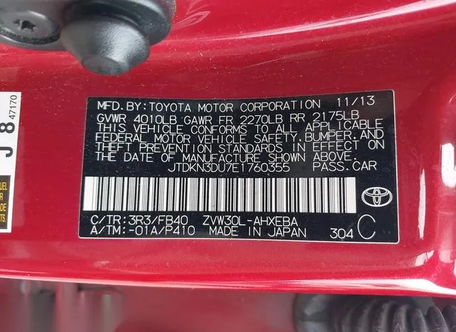 JTDKN3DU7E1760355 2014 2014 Toyota Prius 9