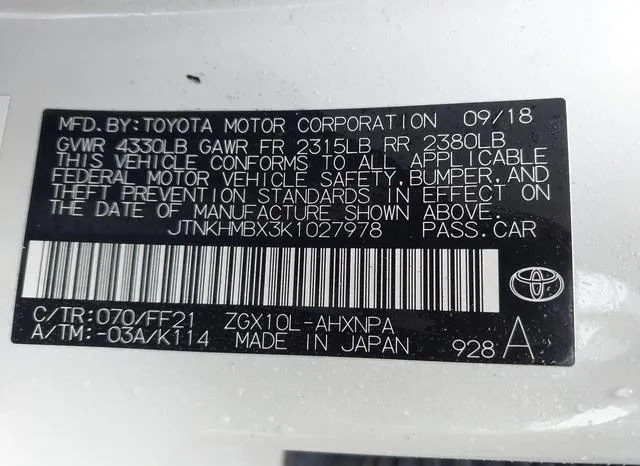 JTNKHMBX3K1027978 2019 2019 Toyota C-HR- Xle 9