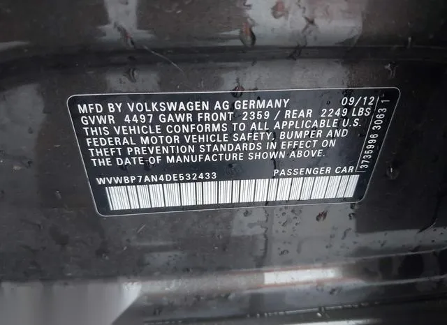 WVWBP7AN4DE532433 2013 2013 Volkswagen CC- 2-0T Sport 9