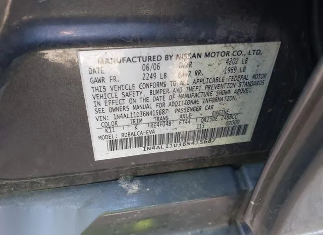 1N4AL11D36N415687 2006 2006 Nissan Altima- 2-5 S 9