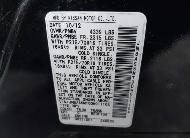 JN8AS5MT0DW011104 2013 2013 Nissan Rogue- S 9