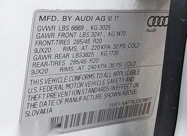 WA1VAAF76JD018617 2018 2018 Audi Q7- 3-0T Premium 9