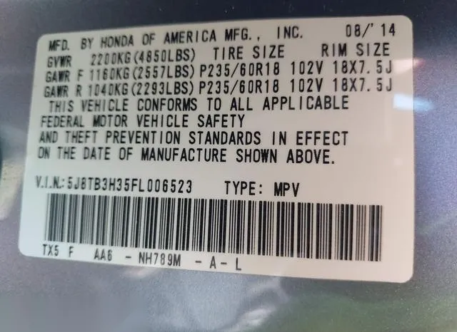 5J8TB3H35FL006523 2015 2015 Acura RDX 9