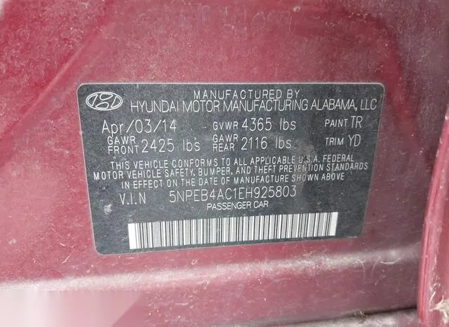 5NPEB4AC1EH925803 2014 2014 Hyundai Sonata- Gls 9