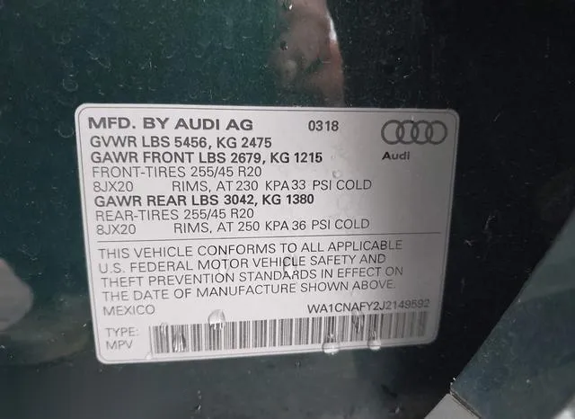 WA1CNAFY2J2149592 2018 2018 Audi Q5- Prestige 9