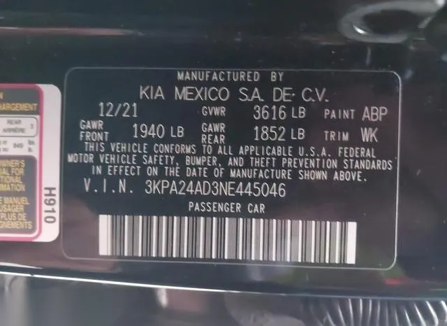 3KPA24AD3NE445046 2022 2022 KIA Rio- S 9