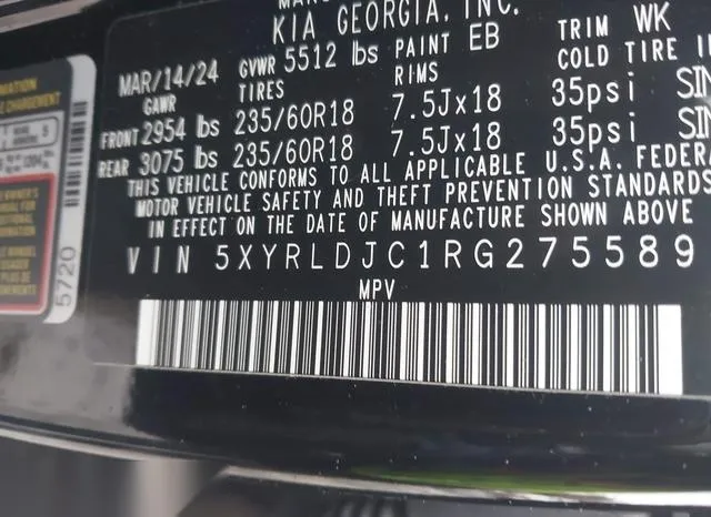 5XYRLDJC1RG275589 2024 2024 KIA Sorento- S 9