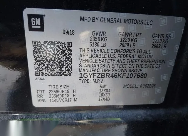 1GYFZBR46KF107680 2019 2019 Cadillac XT4- Luxury 9