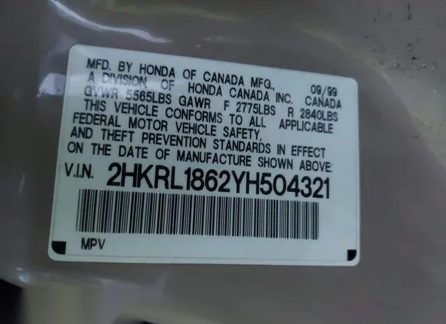 2HKRL1862YH504321 2000 2000 Honda Odyssey- EX 9