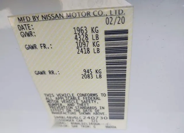 1N4BL4BV6LC240730 2020 2020 Nissan Altima- S Fwd 9